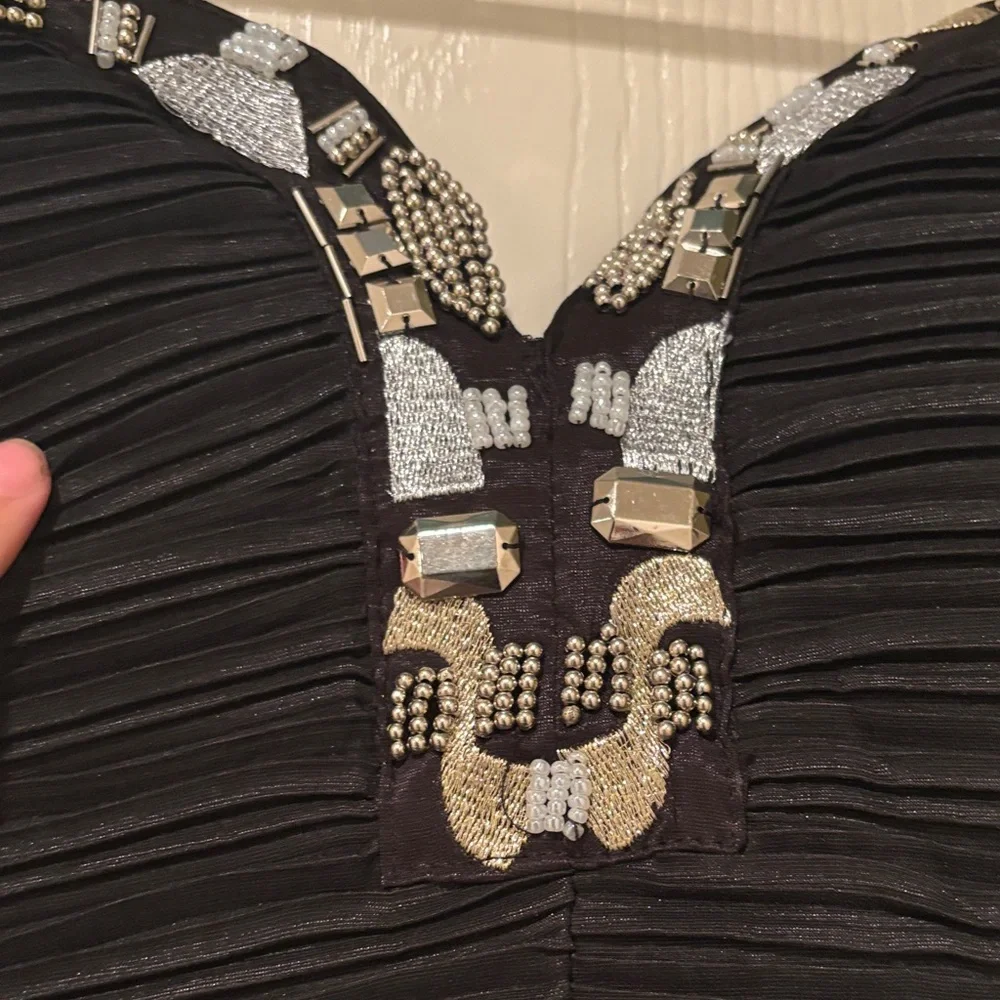 Daisy Strapless Black Dress with Silver Accents - Picture 4 of 7